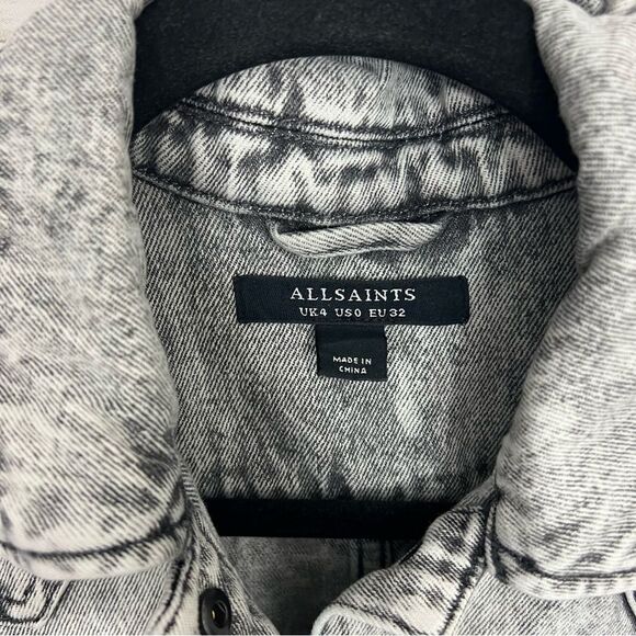 All saints Gray Acid Wash Ava Denim Button Front Midi Dress - Picture 4 of 7